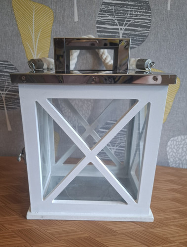 Großer weißer holz windlicht - weißer,