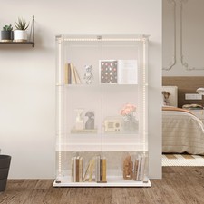 Vitrine aus Glas mit 2 Türen und LED-Lichtstreifen, abschließbare Sammlervitrine