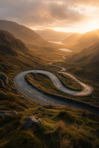 Hairpin bend viewed from - from, a