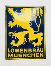 Emailschild Löwenbräu München Bier - 80x60cm - Original um 1920
