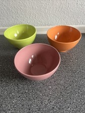 3 Müslischalen in apfelgrün, orange und beere 8 cm hoch Durchmesser 14,5 cm