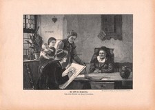 Das Bild der Großmutter - Hugo Oehmichen - 1895  Historischer Holzstich ~22x31cm