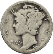 USA Liberty One Dime 1924