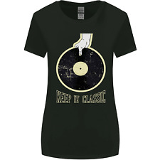 Vinyl Records Keep It Classic DJ Decks Womens Wider Cut Maglietta