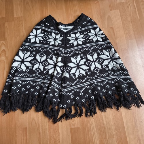 Poncho damen schwarz - schwarz/weiß, one