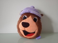 Milka Plüsch Bärenkopf mit lila Mütze Werbetasche ca. 18cm Teddy Kuscheltier Neu