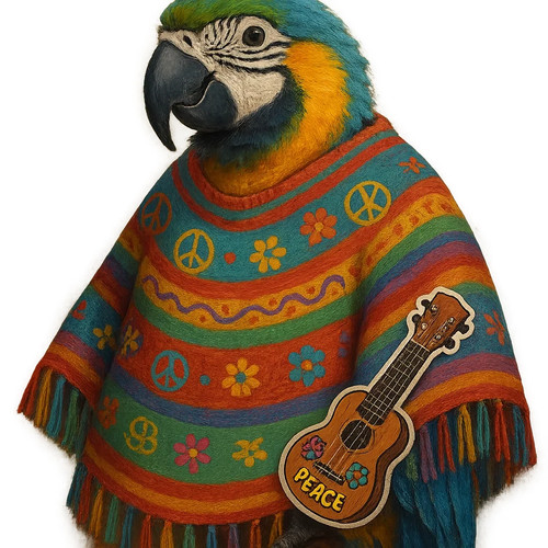 Papagei hippie 9x9 - hippie, cm