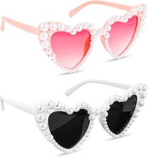 Herz Sonnenbrille 2 Stück Herzbrille Herzform mit Perlen Herzbrillen Brille Herz