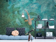 3D See Fisch Q5467 Tapete Wandgemälde Fototapete Selbstklebend Panda