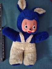 DDR Plüschtier Hase mit Gummigesicht Stofftier,  Blau 