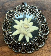 Echter Alpen-Schmuck - Anhänger - Edelweiß - Alpenrose - Vintage - 50iger Jahre