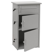 B-Ware Paketkasten MCW-O51, Paketbox 3 Fächer, Stahl 89x49x38cm, hellgrau