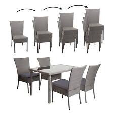 B-Ware Poly-Rattan Garnitur MCW-G19, Balkon-Set, 4xStuhl+Tisch, grau