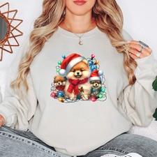 Pomeranian Puppies Christmas Holiday Damen Sweatshirt Festlich...