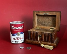 Vintage Wurzelholz Schmuck Schmuckschatulle aufklappbar Andenken abschließbar Schlüssel Buchform