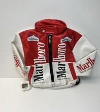 Marlboro MotoGP World Championship Team Rucksack Jacke rot Vintage Leder Rennen