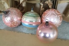 Alter Weihnachtsschmuck Christbaumschmuck 4 rosa/blaue Kugeln 25/105