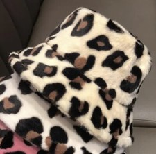 WARMER WINTER TOPF HUT☃️TEDDYHUT LEOPARD FISCHER BUCKET PERFEKT MOLLIG BEIGE/BRA