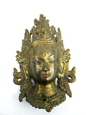 Indische antike Wandmaske Eisen vermessingt Göttin Asien Maske Deko (14)