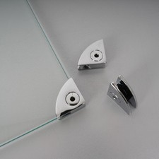 4 Stück Original USM Haller Glashalter Chrom Ecken Glas Tablar Halter 