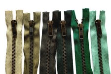 Reißverschluss Metallzähne Bronze Größe #5 1 Weg YKK teilbar GRÜN Farben