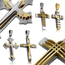 Anhänger Anhänger Kreuz Glatt Kruzifix Kruzifix Halsketten Stahl Silber Gold