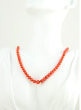 Antikes Korallen Collier Kette Natürliche Lachs-Rote Koralle Gelb-Gold Schließe