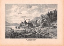 Ein Oberbayerischer Pfahlbau - Olof Winkler - 1895 - Histor. Holzstich ~22x31cm