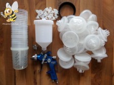 Starter Kit Lackierpistole Blue 1,3mm Adapter Lackierbecher 400ml 25 Stück #8
