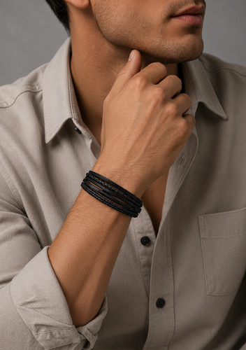 Geflochtenes lederarmband - geflochtenes,