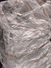 Gardine 215 Breit 218 Lang Weiß Transparent Gold Silber Gestreift