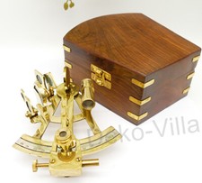 Sextant in Holzbox Messing Antik Stil Nautik Optisches Instrument Navigation