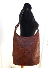 Anuschka Schultertasche geprägtes Rinds Leder braun RV wie neu(NP279,99)