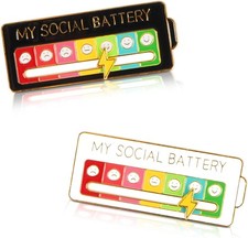 My Social Battery Pin, Lustige Brosche für Soziale Stimmung für 7 Tage, 2 Stück