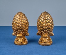 Vintage alte Keramik Zapfen Deko mit Altgoldlack Look