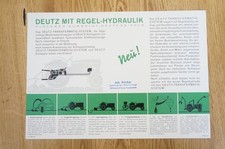 DEUTZ Schlepper mit Regel-Hydraulik Prospekt 1 Blatt 1962