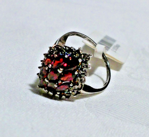 C66 granat ring - ring, silber