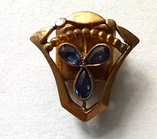 Jugendstil Kettenschieber,Double mit 3 blauen , tropfenförmigen Steinen