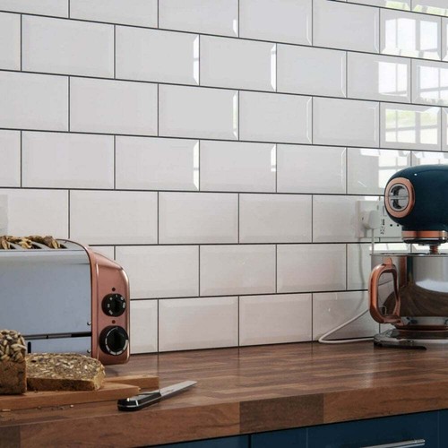 Brick white bevel keramik - white,