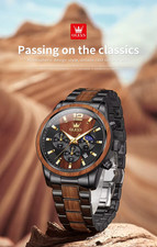 OLEVS Edelstahl Holz Herren