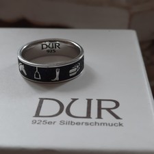 DUR Schmuck Ring PFERDEGLÜCK Lavasand Silber 925/- rhodiniert, 7mm (R5963)