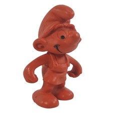 Schlumpf Gärtner mit Eimer Rohling rot Schleich 1978 Peyo Smurf Vintage Sammler