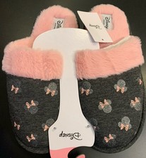 NEU Primark Disney Minnie Mouse DAMEN Hausschuhe Rosa Grau Plüsch Glitzer 40/41