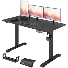 Höhenverstellbarer Schreibtisch 140 x 70cm Elektrisch Computertisch mit Haken