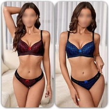 Damen Push Up Spitze BH Set String Tanga Dessous Unterwäsche 75B 80B 85B 90B