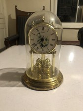 Vintage Germany Glaskuppel Mantel Jubiläumsuhr Drehpendel funktioniert