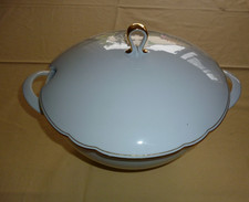 Suppenterrine / Terrine mit Deckel + Goldrand Inka Weiß von Seltmann 23cm DM