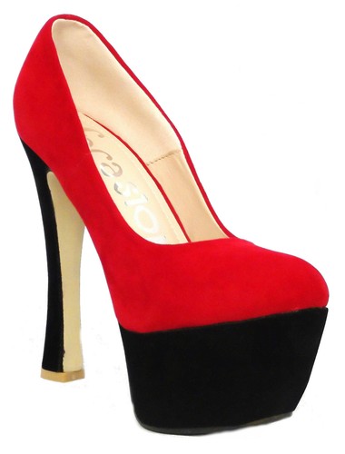 Damenschuhe rot schwarz - , camel