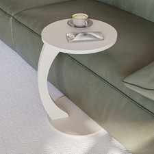 B-Ware Beistelltisch C-Form runder  Couchtisch, Sofatisch Rollen Wohnzimmer