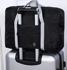 Reisetasche, faltbar mit Trolley Hülle, wasserfestes Material, Schwarz